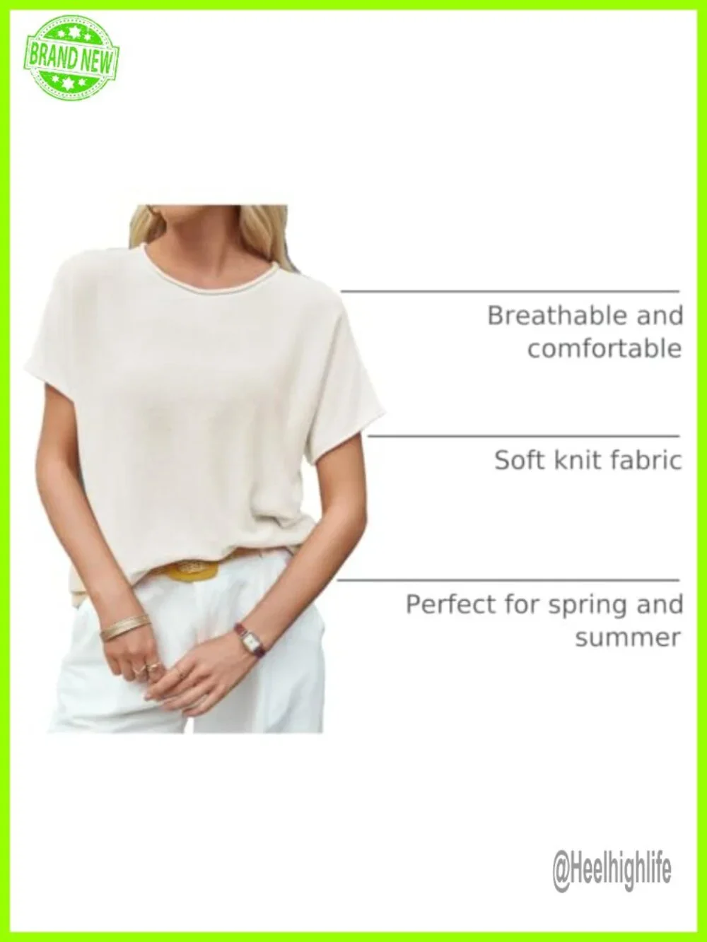 Womens Short Sleeve Lightweight Knit Pullover Sweater Loose Fit Crewneck